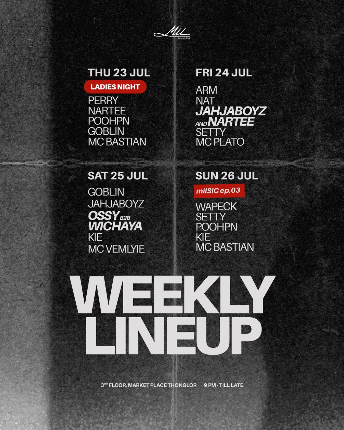 mil Social Club Weekly Sun 26 Jul